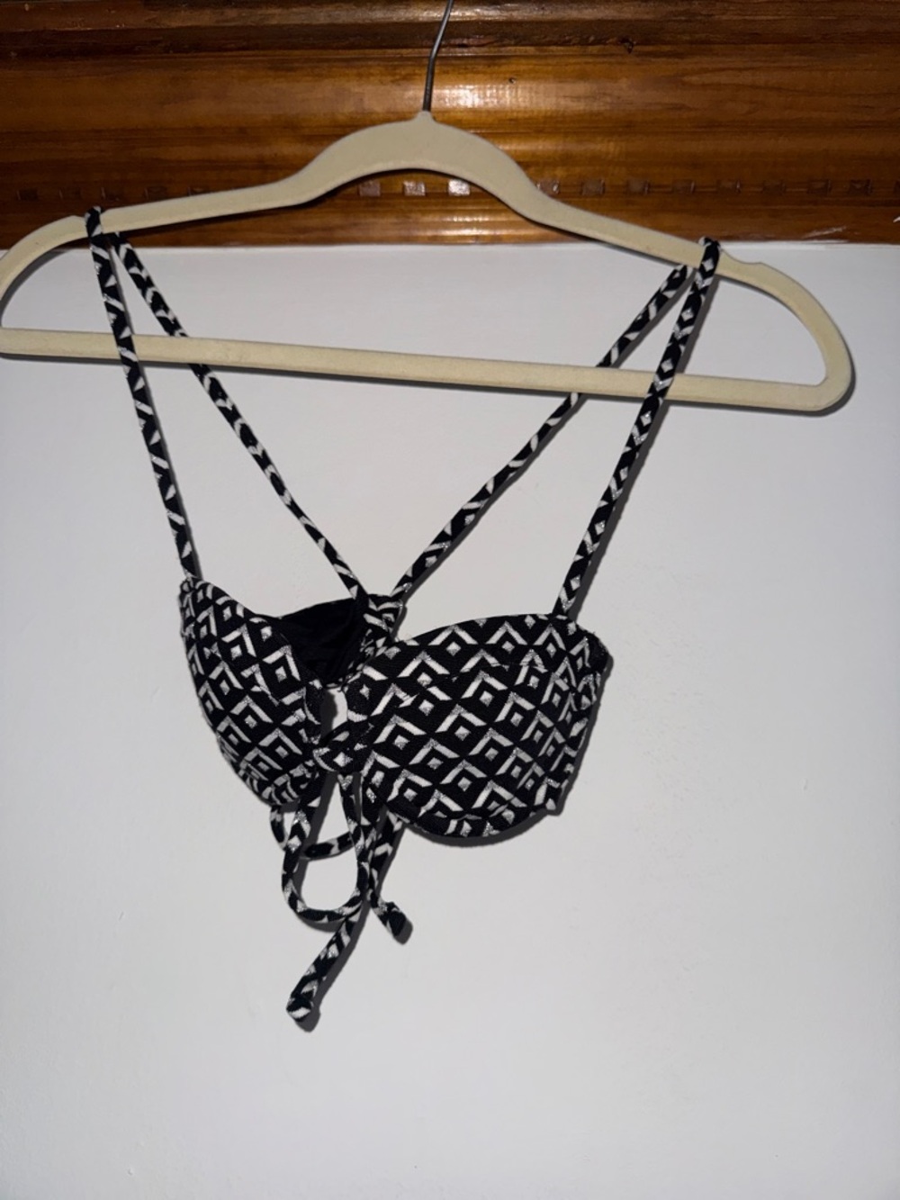 SOLID & STRIPED Black and White Patterned Halter Bikini Top and Bottom